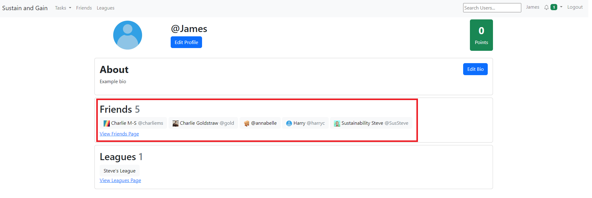 Friends List Profile
